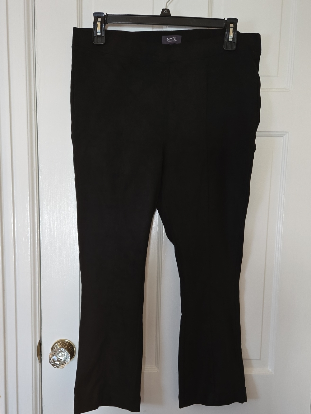 NYDJ Pull On Faux Suede Black Boot Cut Pants